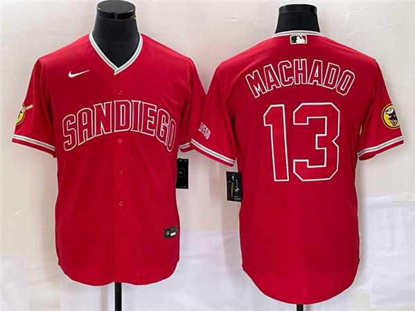 Mens San Diego Padres #13 Manny Machado Red Cool Base Stitched Baseball Jersey->san diego padres->MLB Jersey
